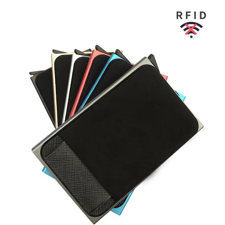 ራስ-ሰር ብቅ-ባይ RFID አሉሚኒየም ቦርሳ ከመለጠጥ የኋላ ኪስ ጋር